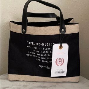 Apolis black petite bag with leather handles